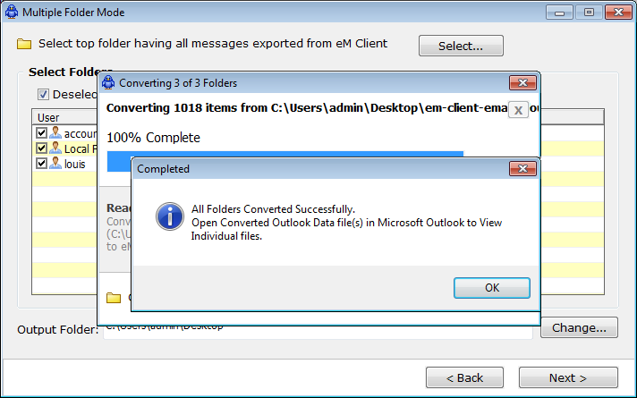 screenshot of eM Client Converter
